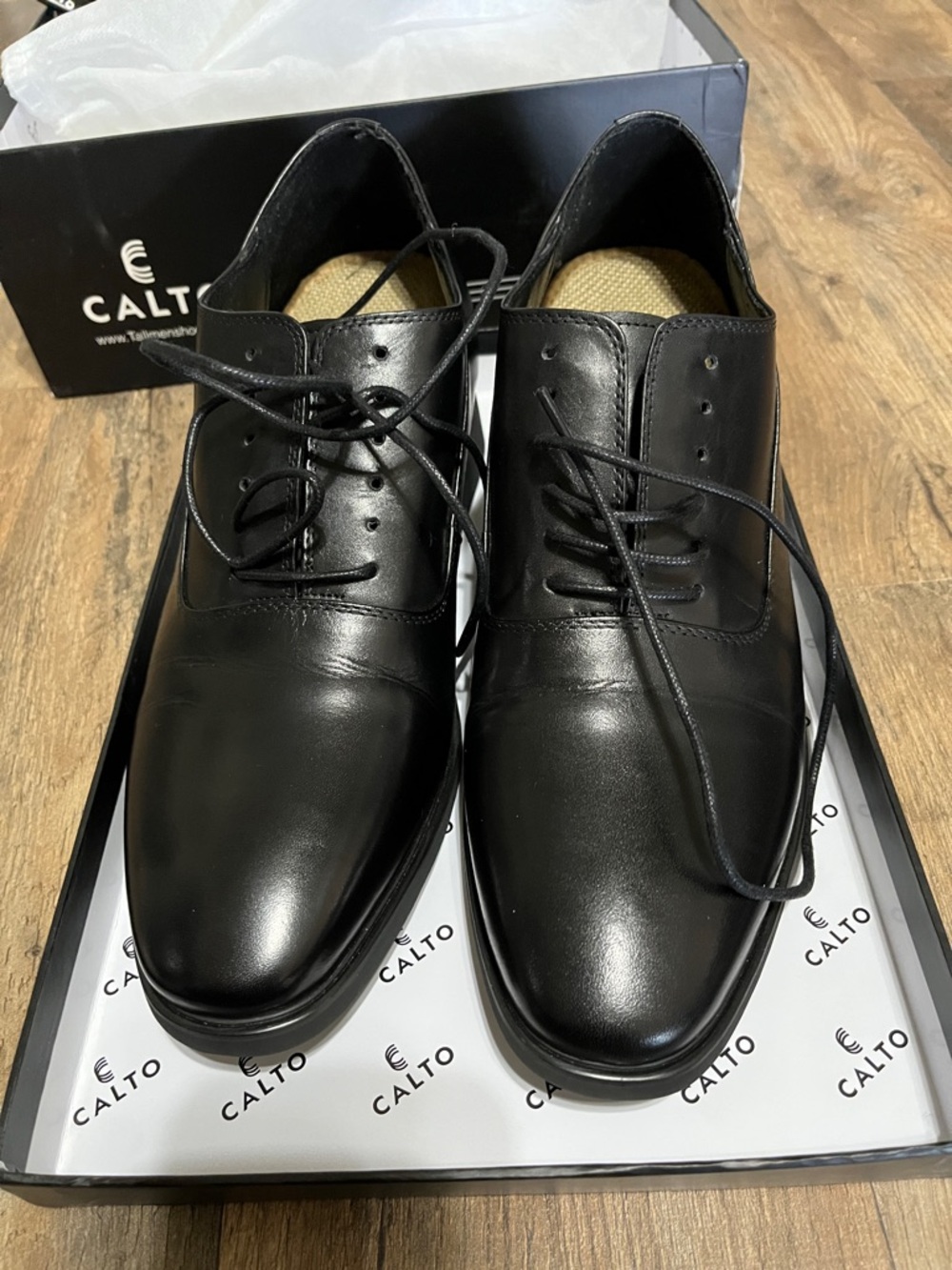 CALTO men’s invisible height-increasing elevator shoes. Leather Oxhide size 10